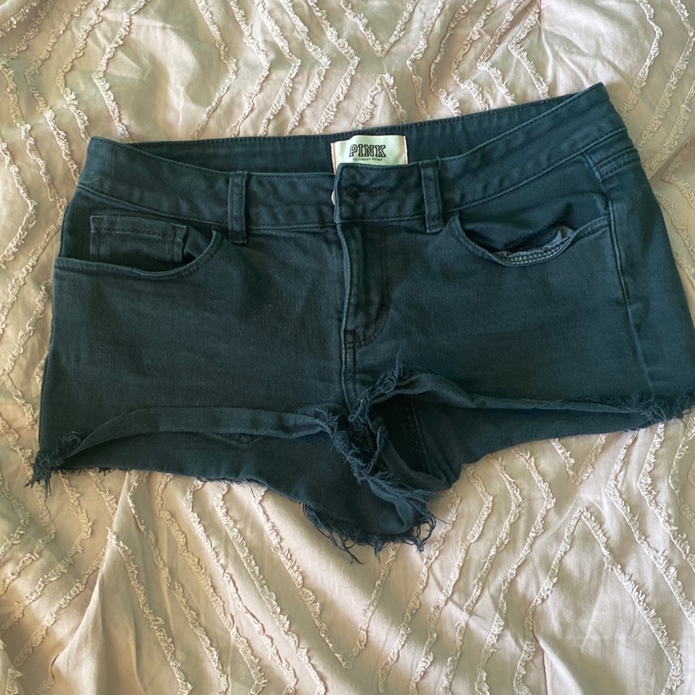 VS PINK black denim jean shorts